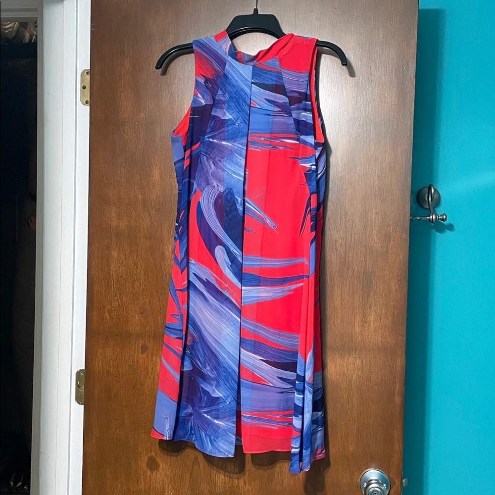 Signature by Robbie Bee Gorgeous Red and Blue Chiffon Dress